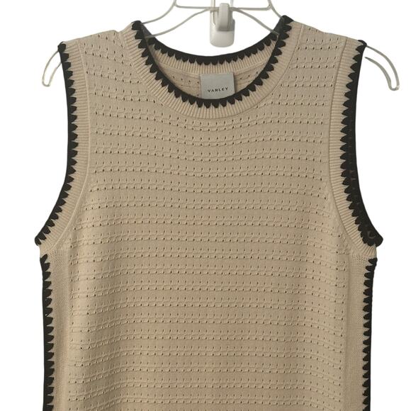Varley Dwight Tank Knit Sweater Dress Womens Medium Birch Cream Pointelle Midi - Picture 4 of 11